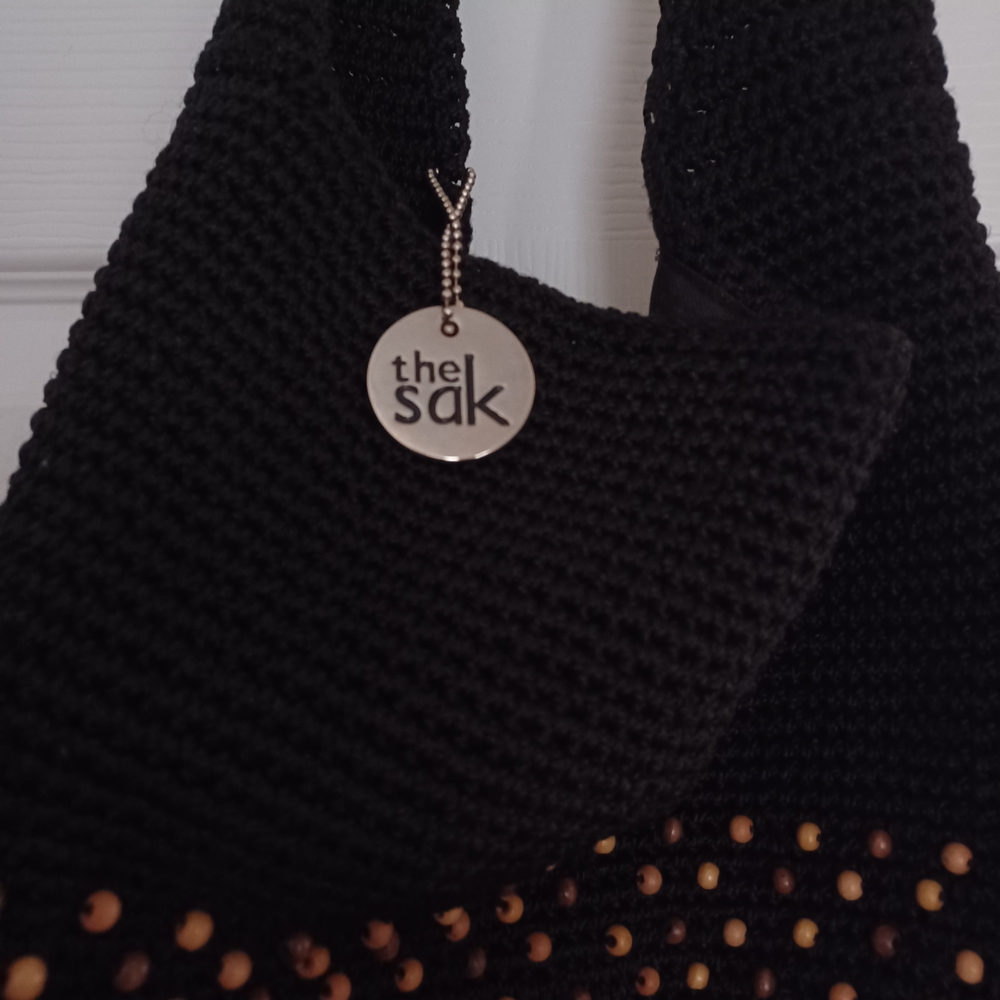 The Sak Womens Black Hobo Bag and Brown Beaded Crochet Made In Bali - Picture 4 of 10